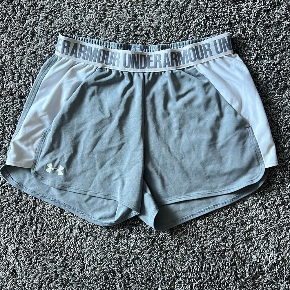 Under Armour Gray and White Athletic Shorts Lightweight Performance
